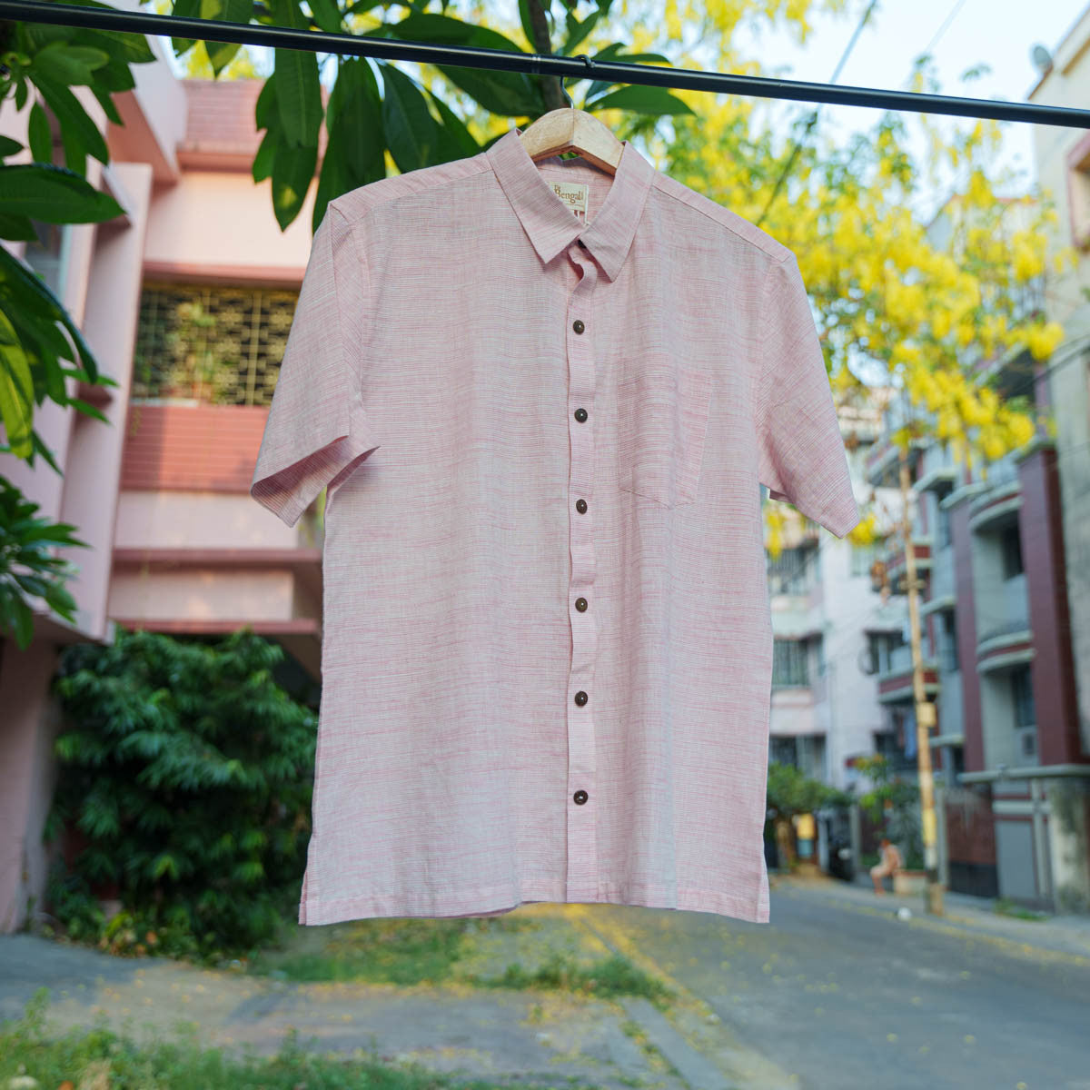 Pink Cotton Half Sleeve Shirt