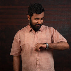 Salmon Cotton Half Sleeve Shirt