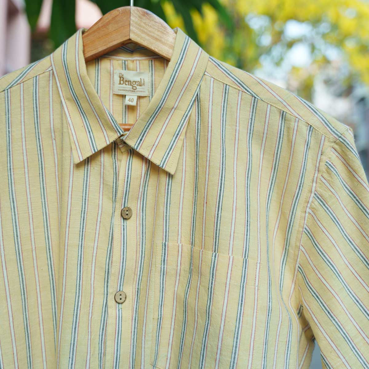 Yellow Cotton Half Sleeve Shirt