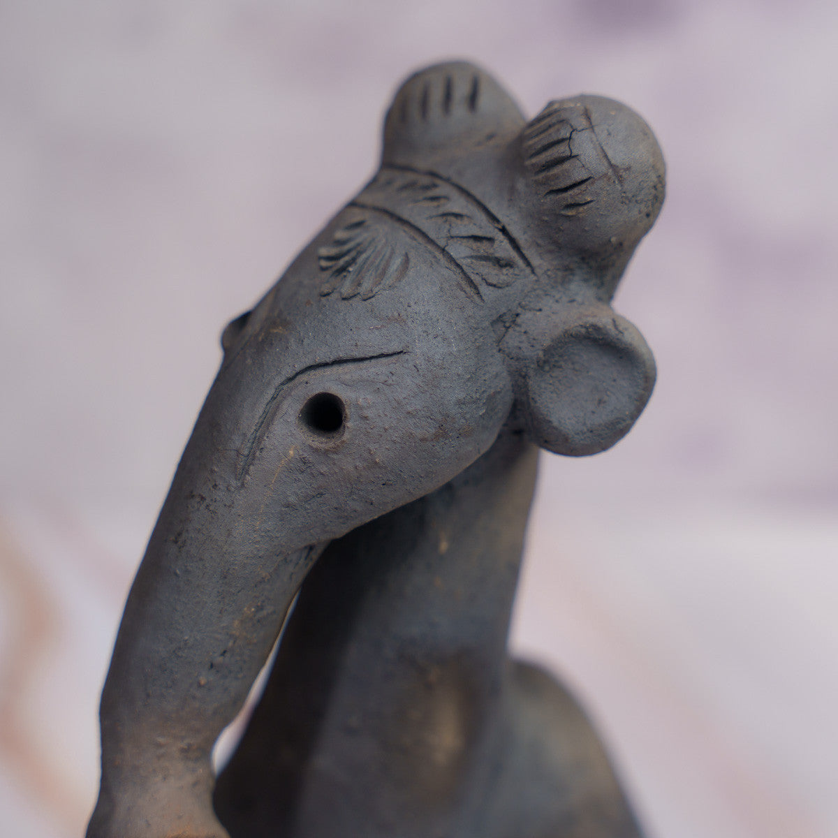 Terracotta Black Elephant (9")