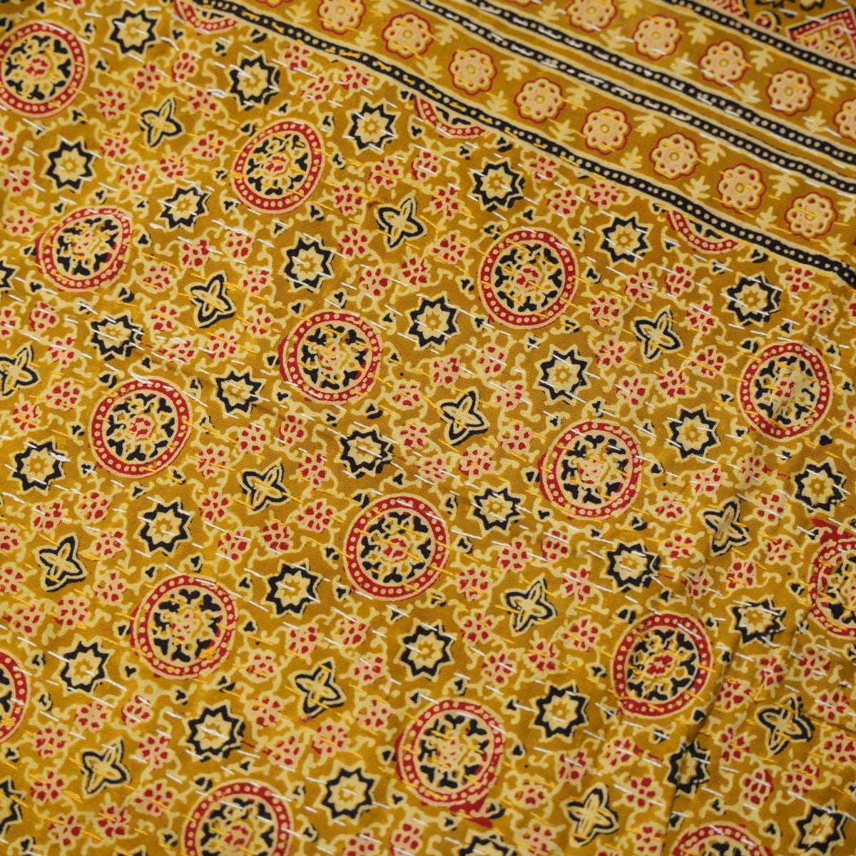 Single Mustard Kantha Quilt