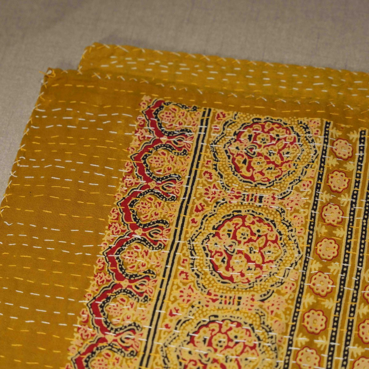 Single Mustard Kantha Quilt