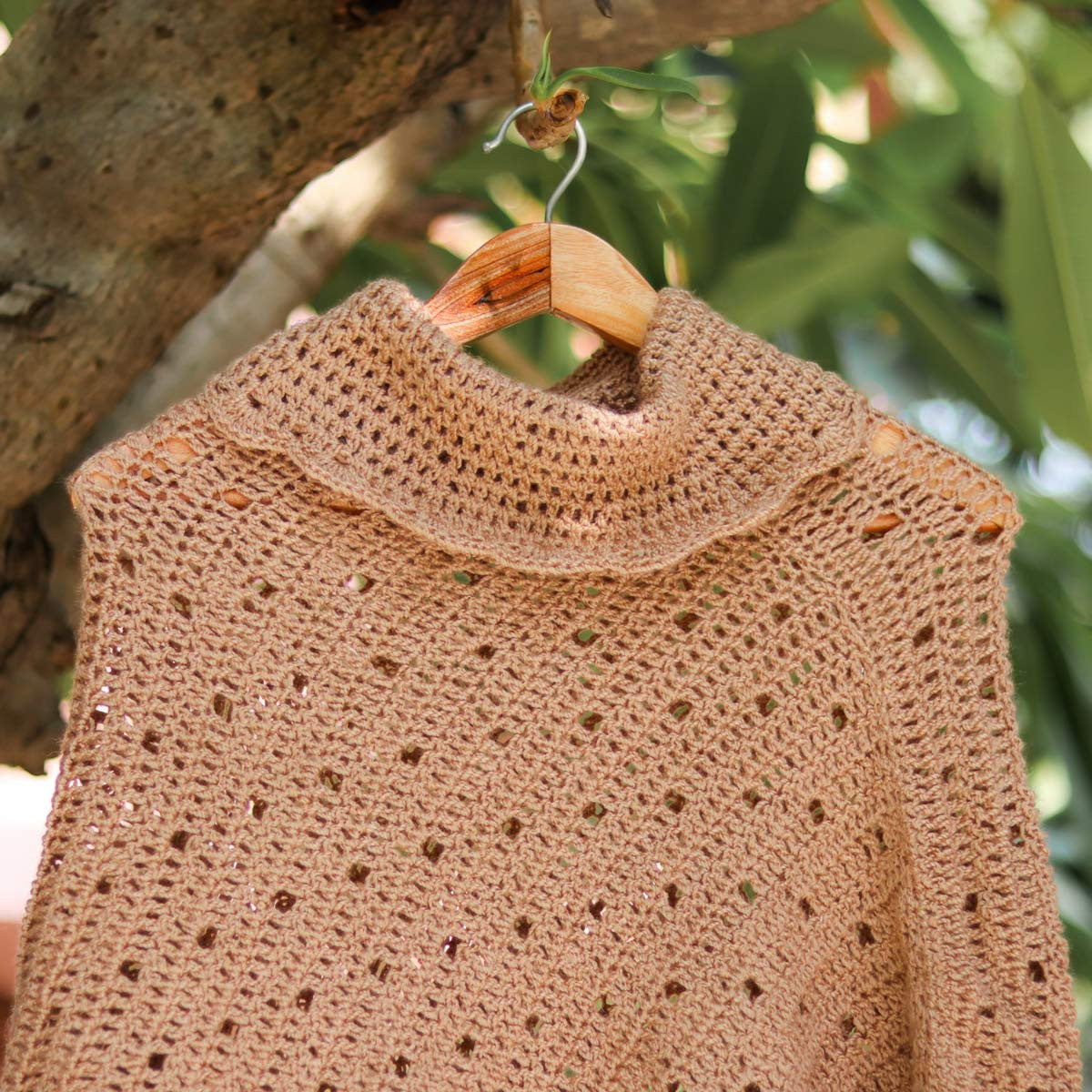 Pure Wool Peach Poncho