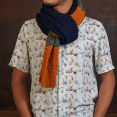 Pure Wool Orange and Blue Scarf