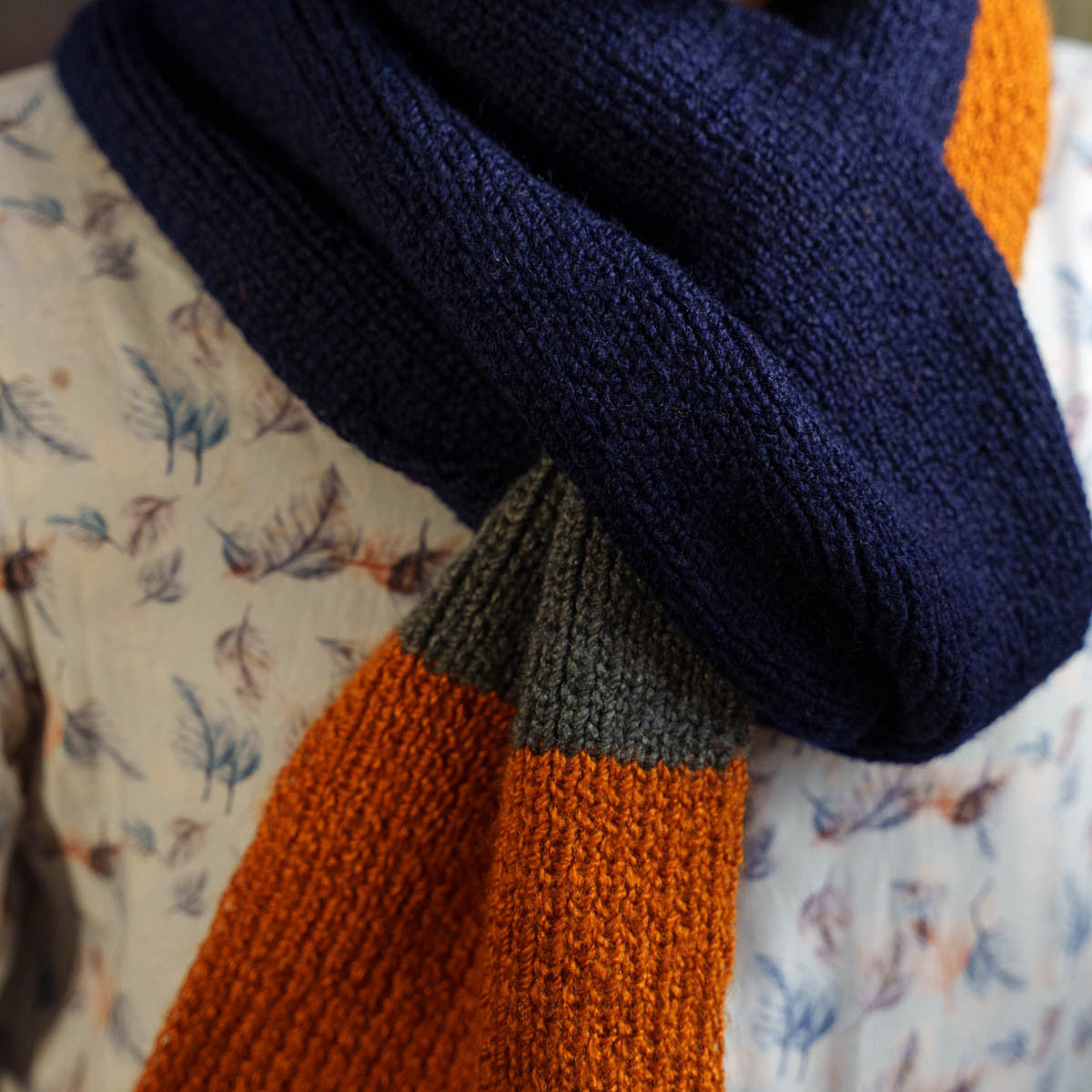 Pure Wool Orange and Blue Scarf
