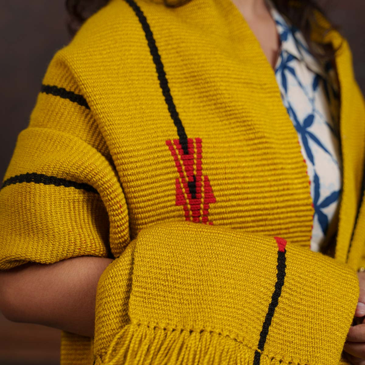 Pure Wool Handwoven Mustard Shawl