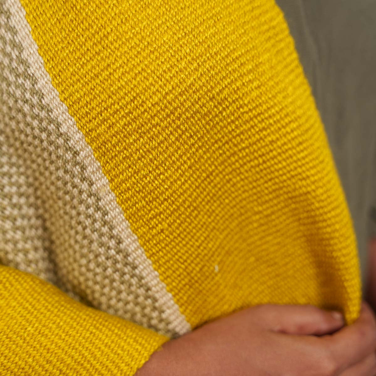 Pure Wool Handwoven Yellow and Ash Shawl