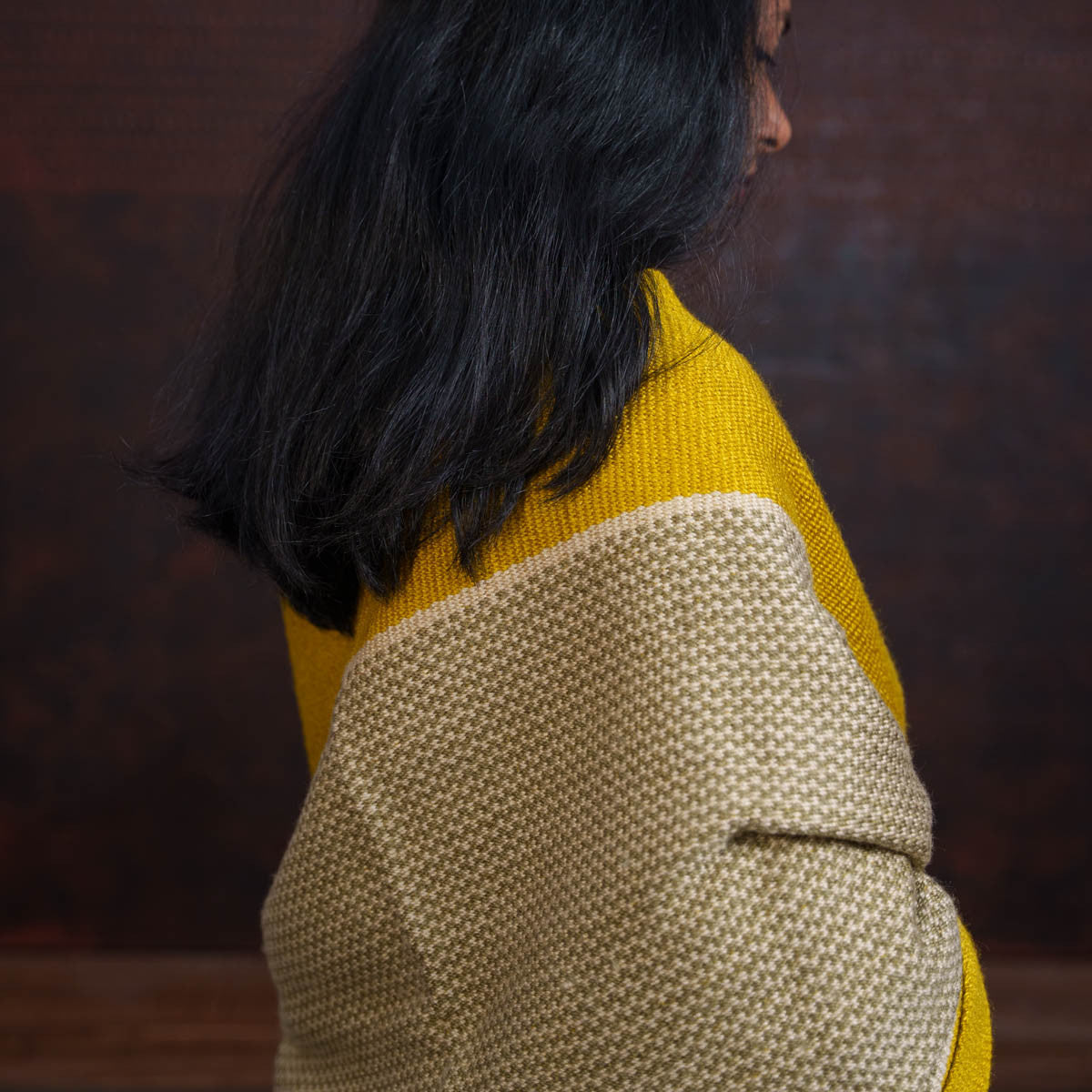 Pure Wool Handwoven Yellow and Ash Shawl