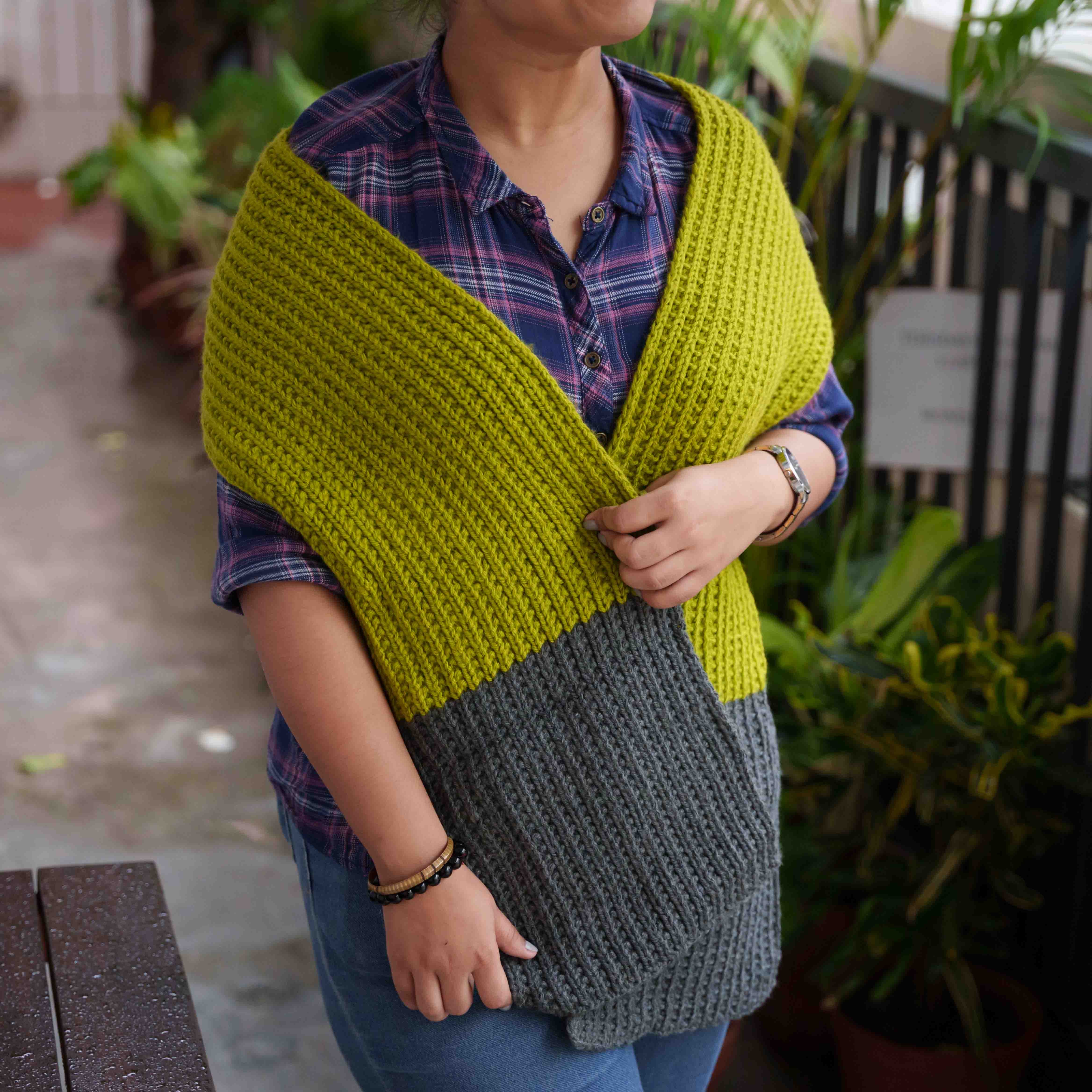 Pure Wool Green and Ash Scarf