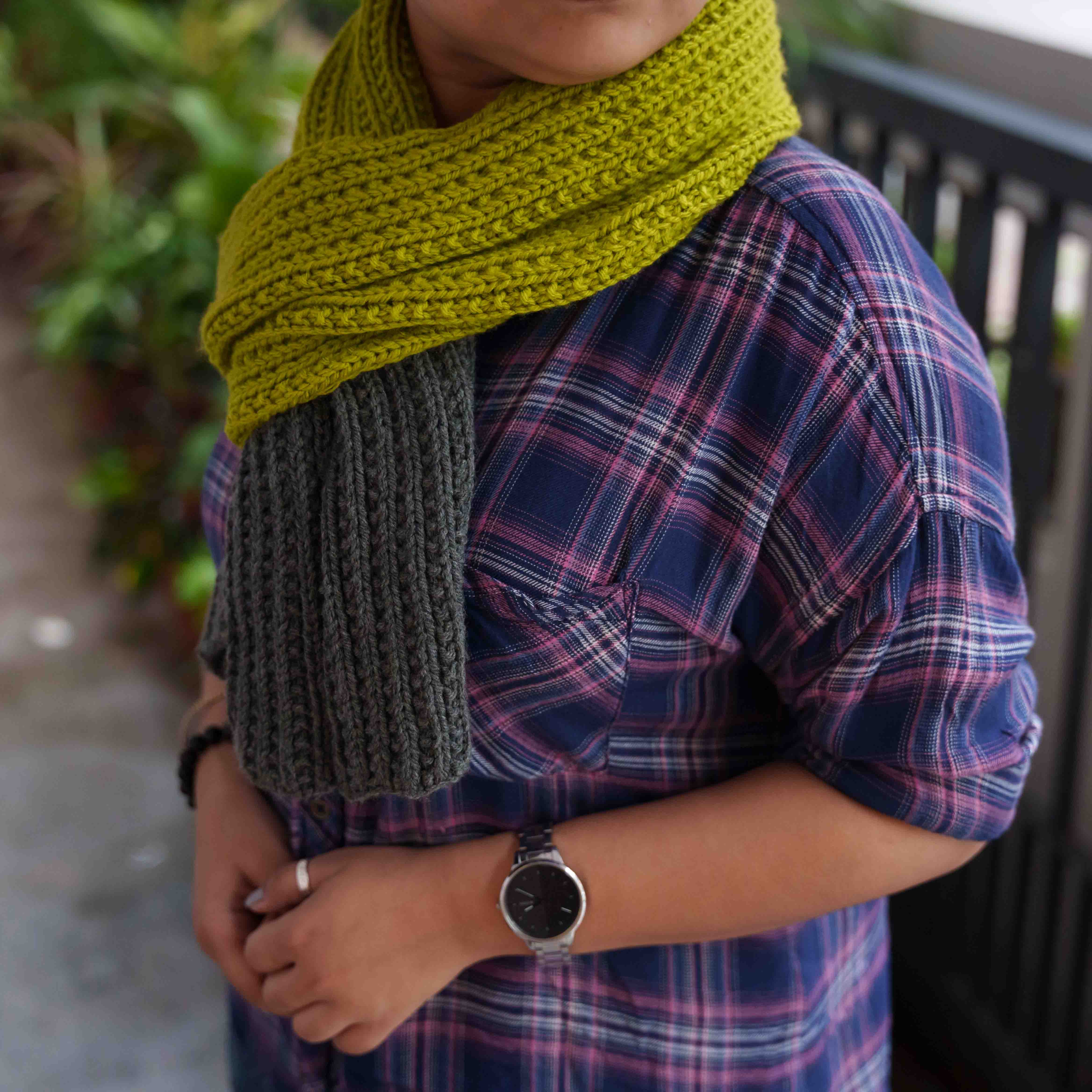 Pure Wool Green and Ash Scarf