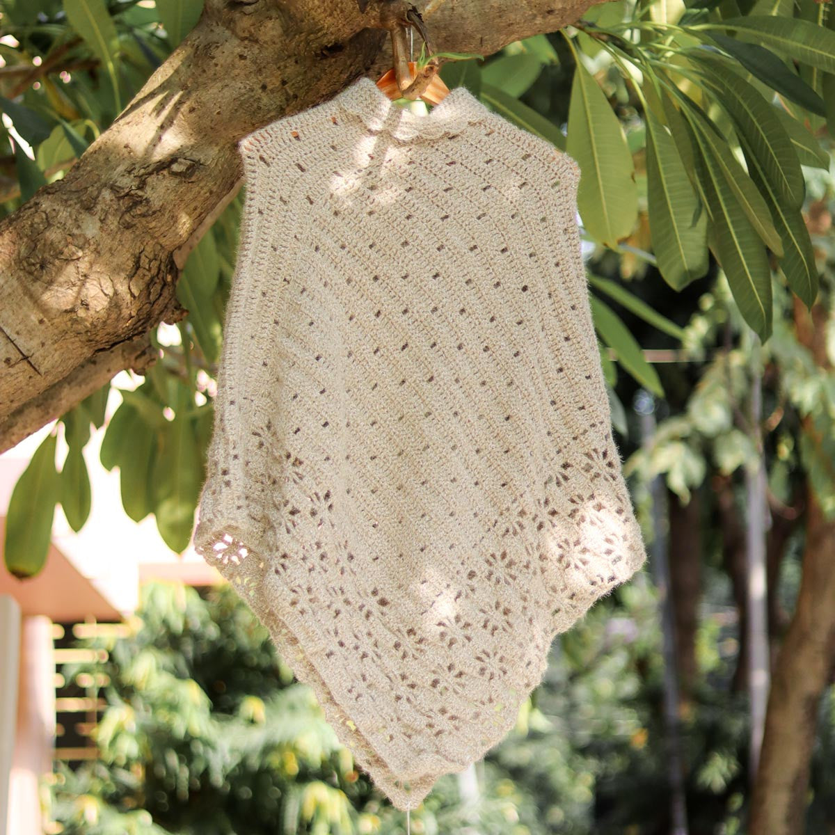 Pure Wool Beige Poncho