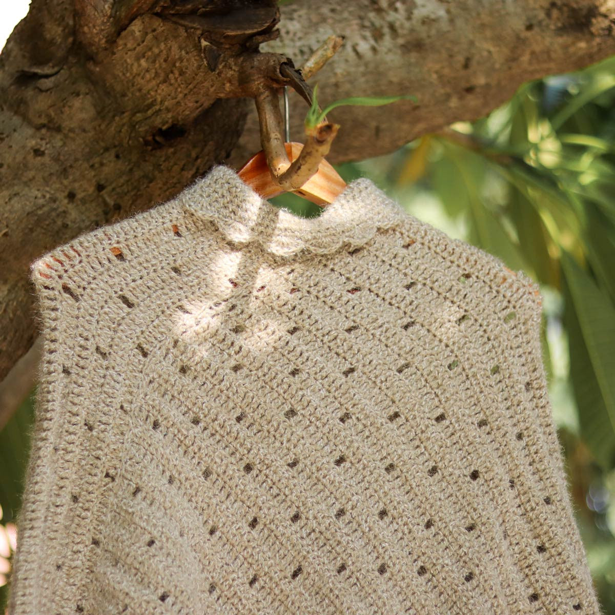 Pure Wool Beige Poncho