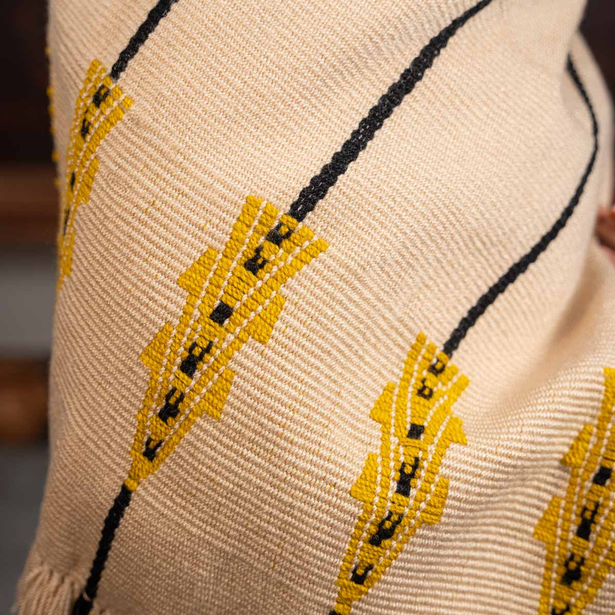 Pure Wool Handwoven Beige Shawl