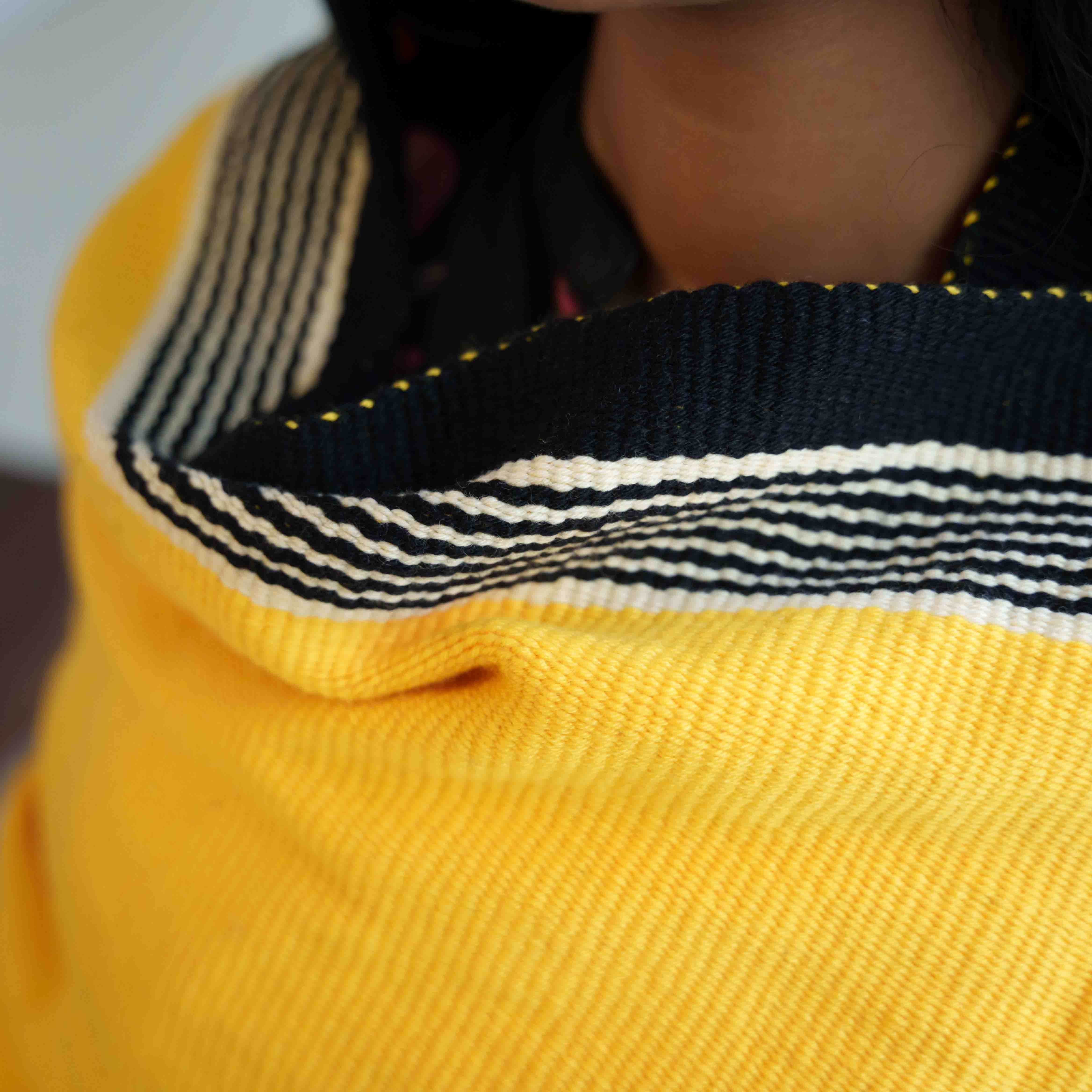 Yellow and Black Woolen Shawl