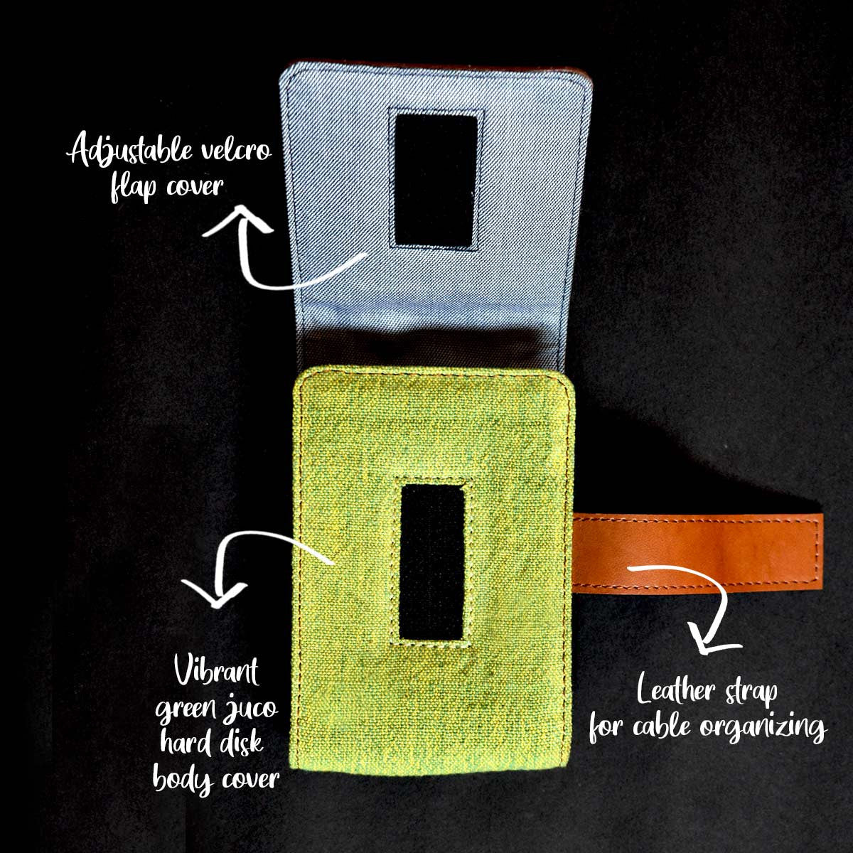 Leather and Juco Hard Disk Cases (Green)