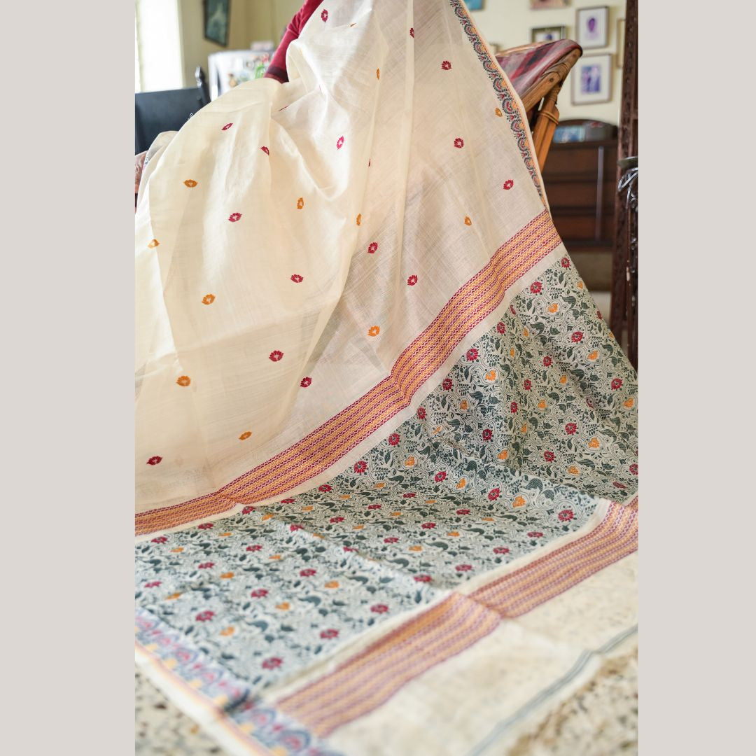 Twisted Tussar with Kantha Stitch Design