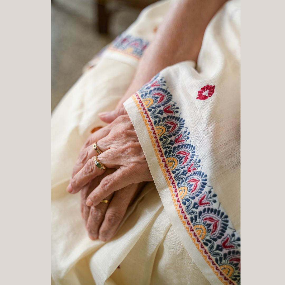 Twisted Tussar with Kantha Stitch Design