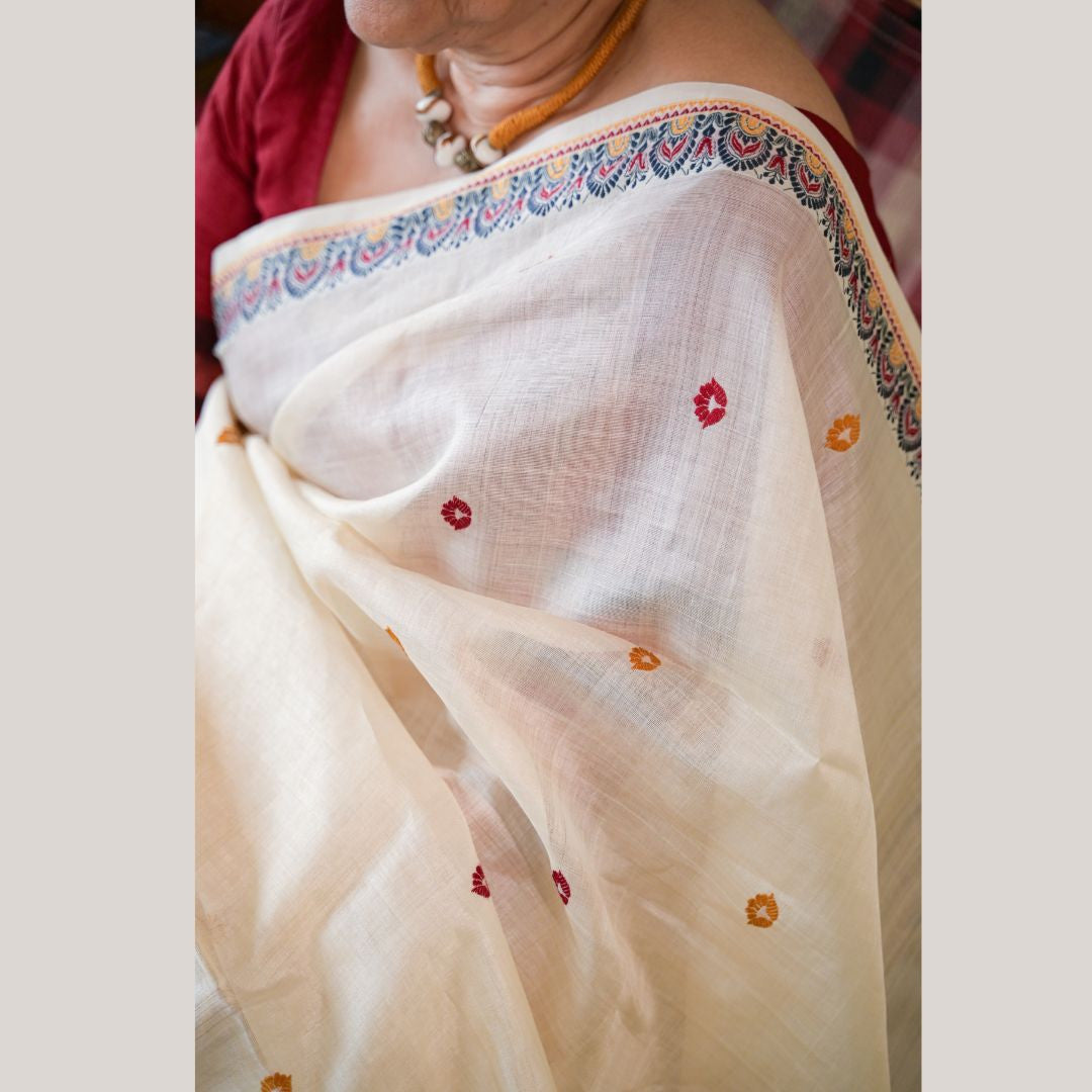 Twisted Tussar with Kantha Stitch Design