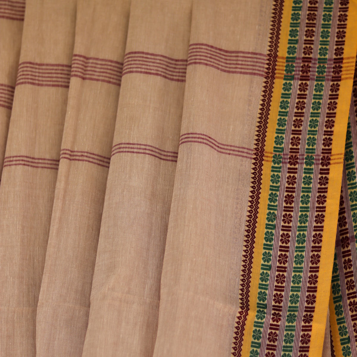 Shantipuri Pure Cotton Beige Saree