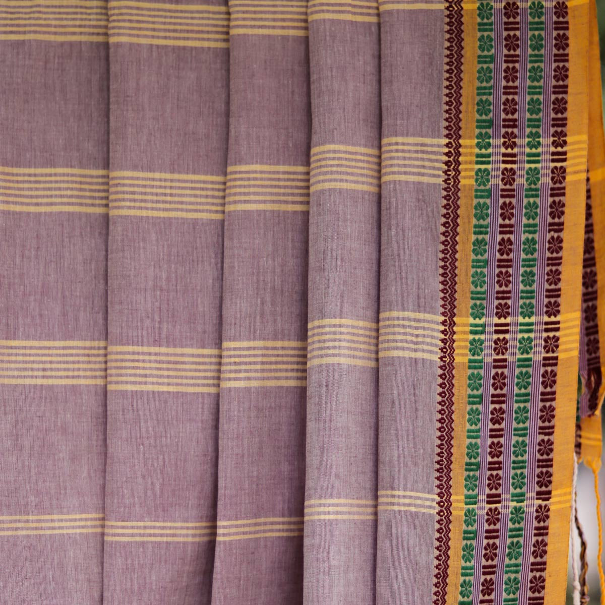 Shantipuri Pure Cotton Mauve Saree