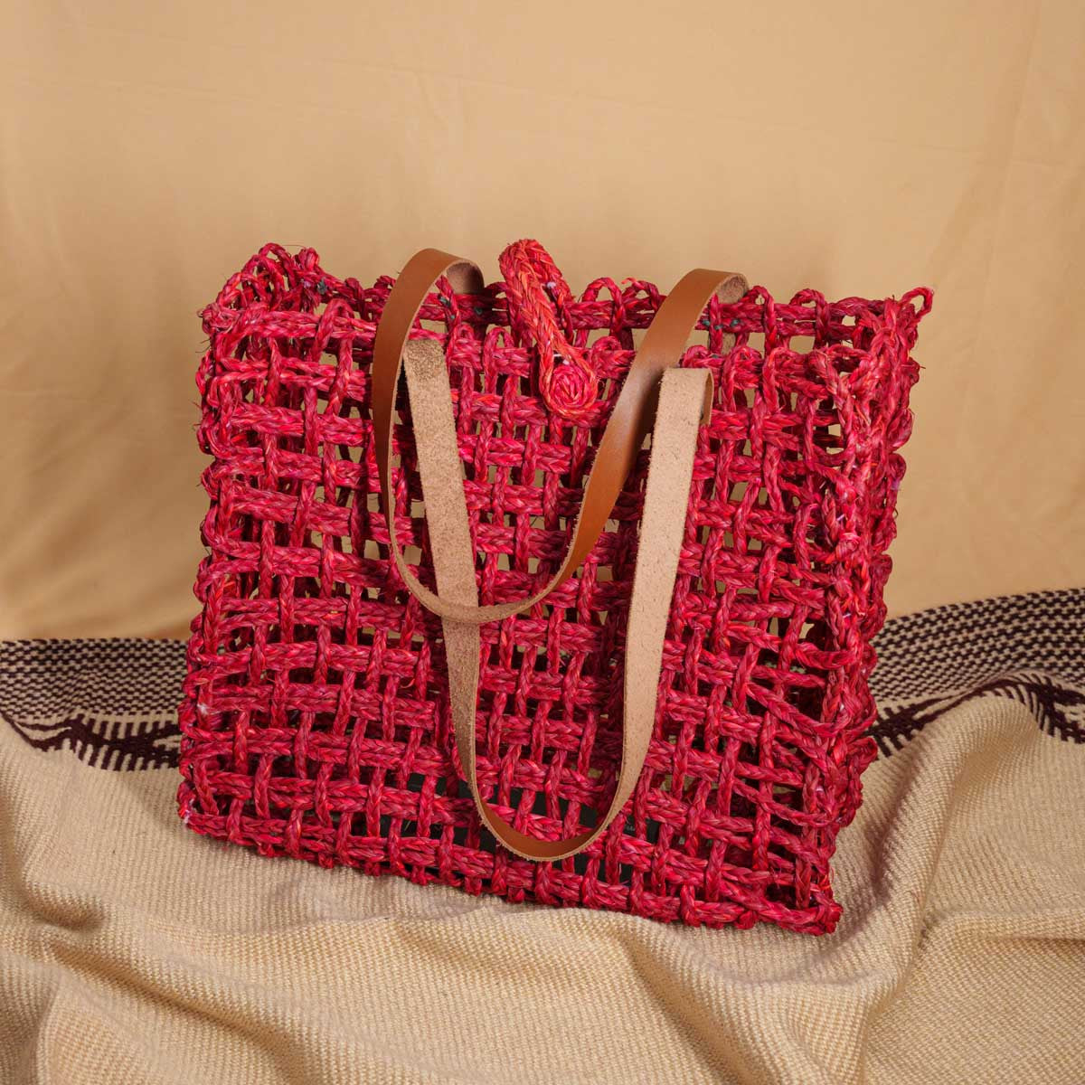 Sabai Grass Red Tote Bag