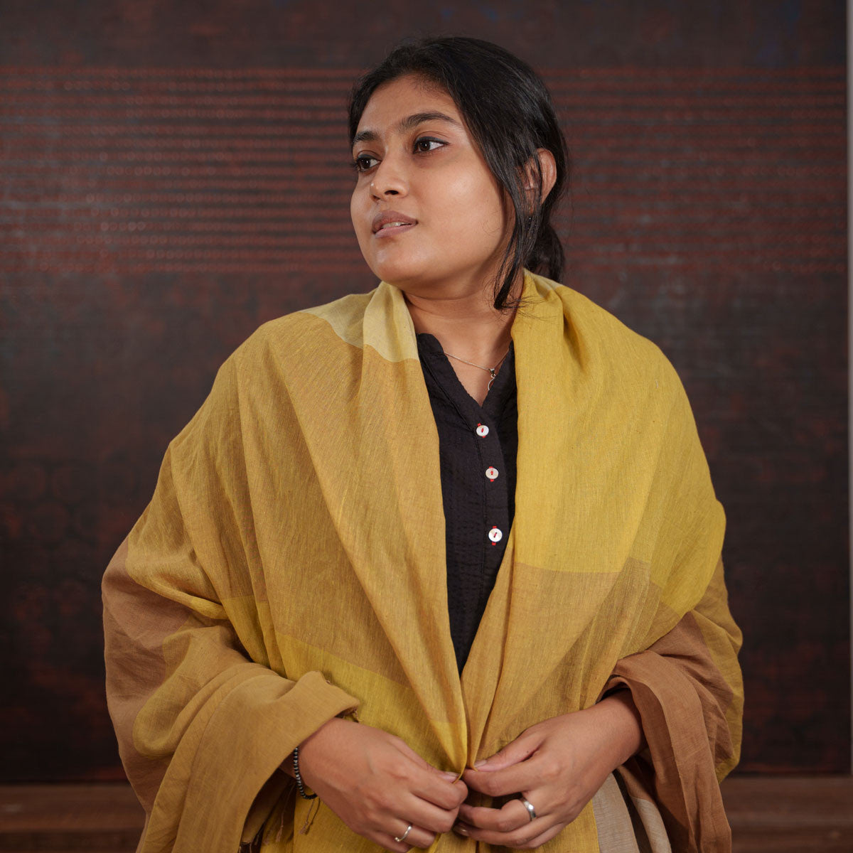 Handwoven Mustard Stole