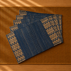 Handwoven Madur Mat Navy- (Set of 6)
