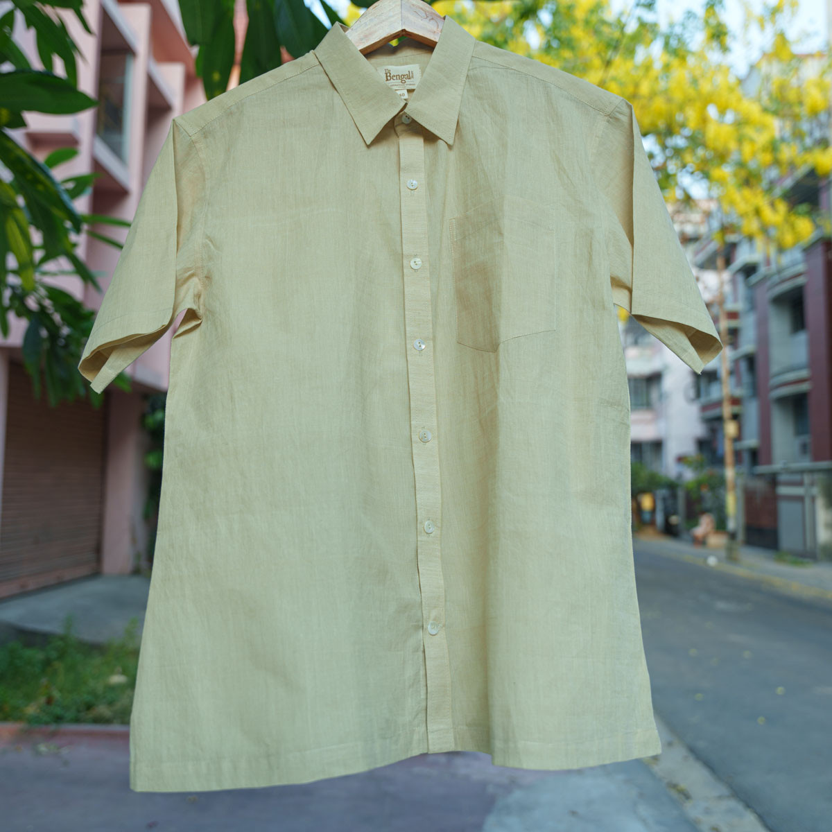 Lime Plain Cotton Shirt-44