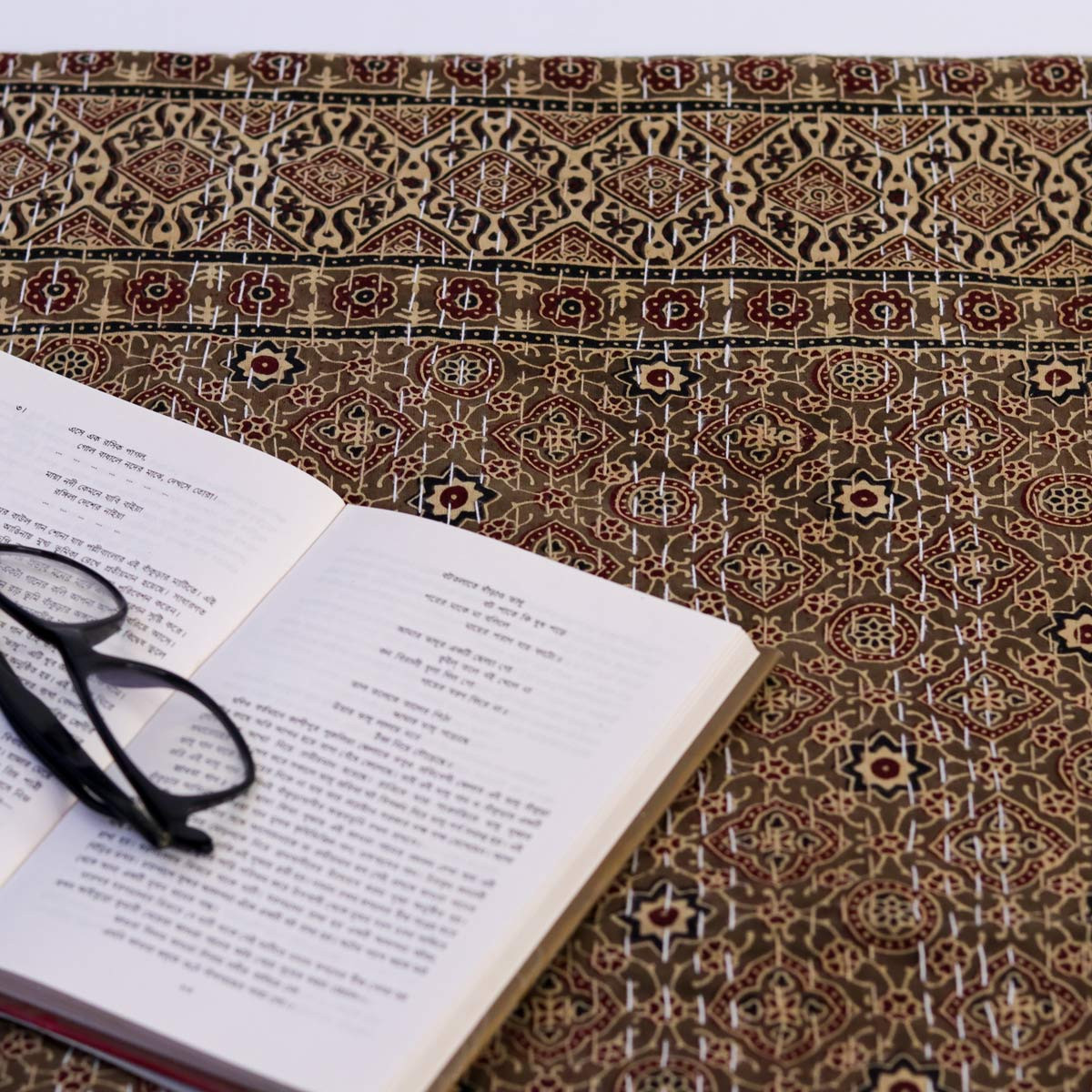 Black and Red Double Kantha Quilt