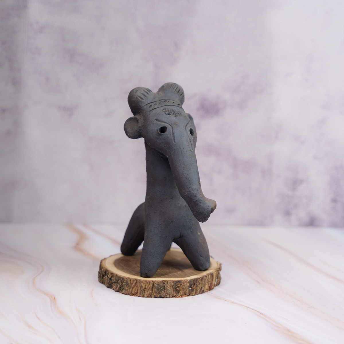Terracotta Black Elephant (9")