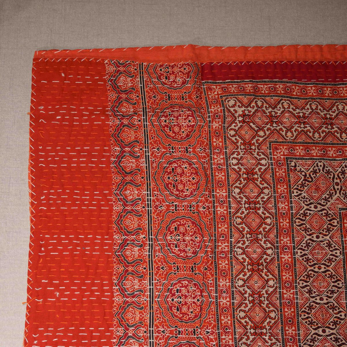 Double Scarlet Kantha Quilt