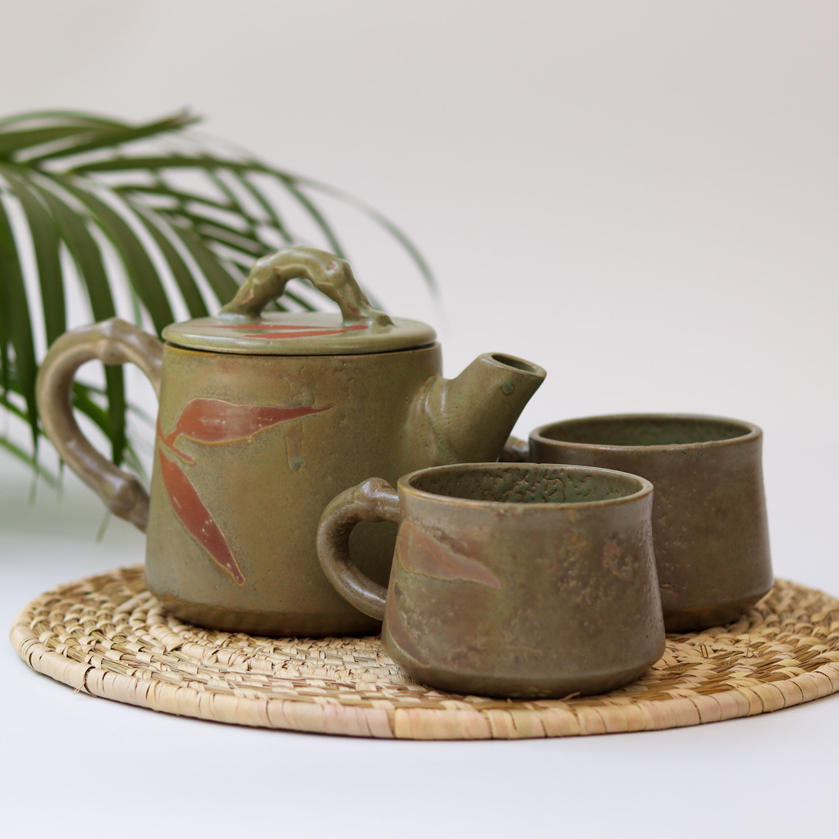 Ceramic Teapot and Cup Set (Etched)