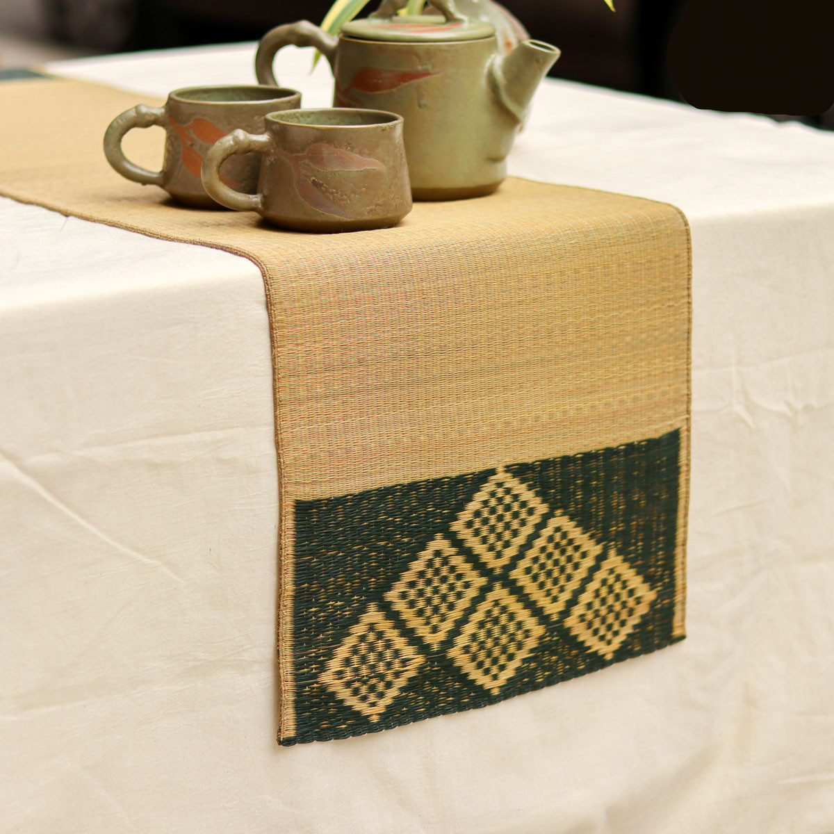 Handwoven Madur Runner (Green Border)