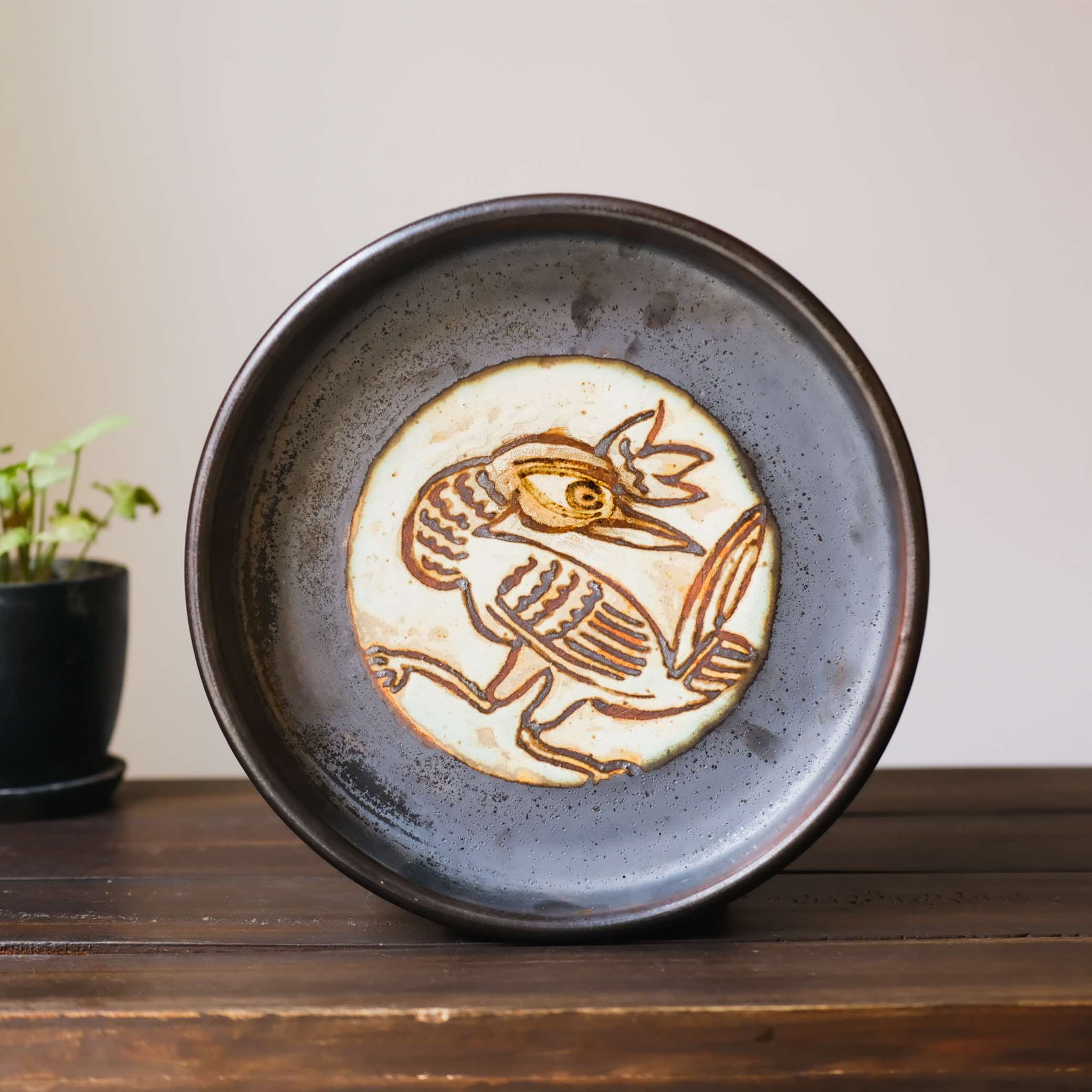 Ceramic Etched Bird Plate