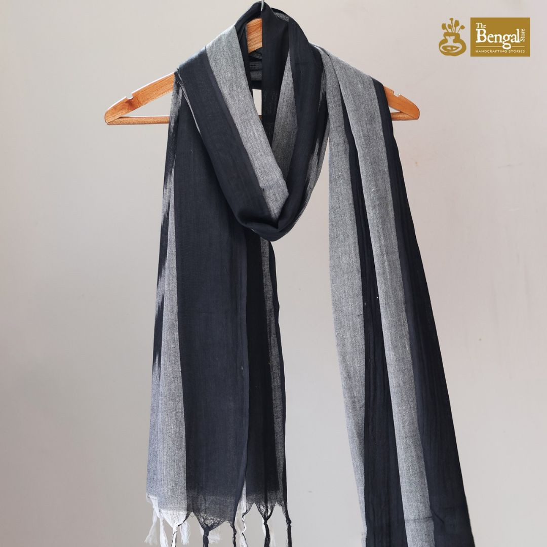 Pure Cotton Black and Grey Stole