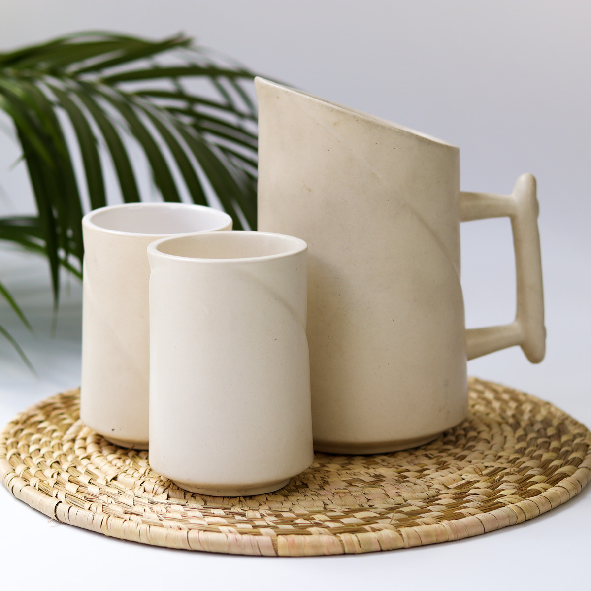 Ceramic Jug and Cup Set (White)