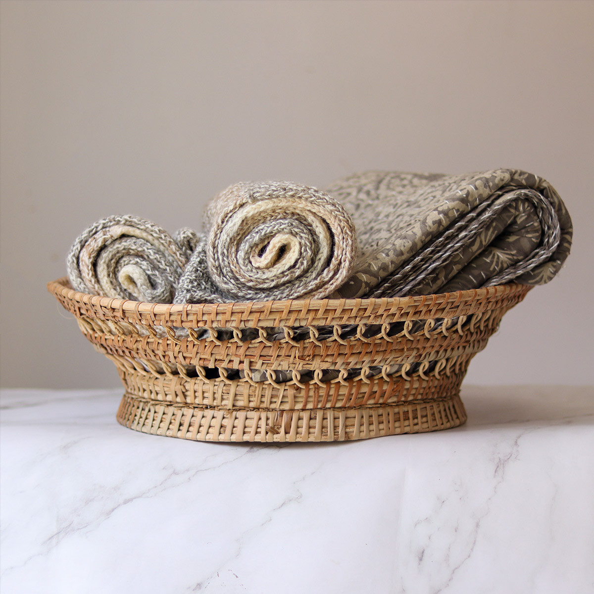 Cane Woven Big Round Basket