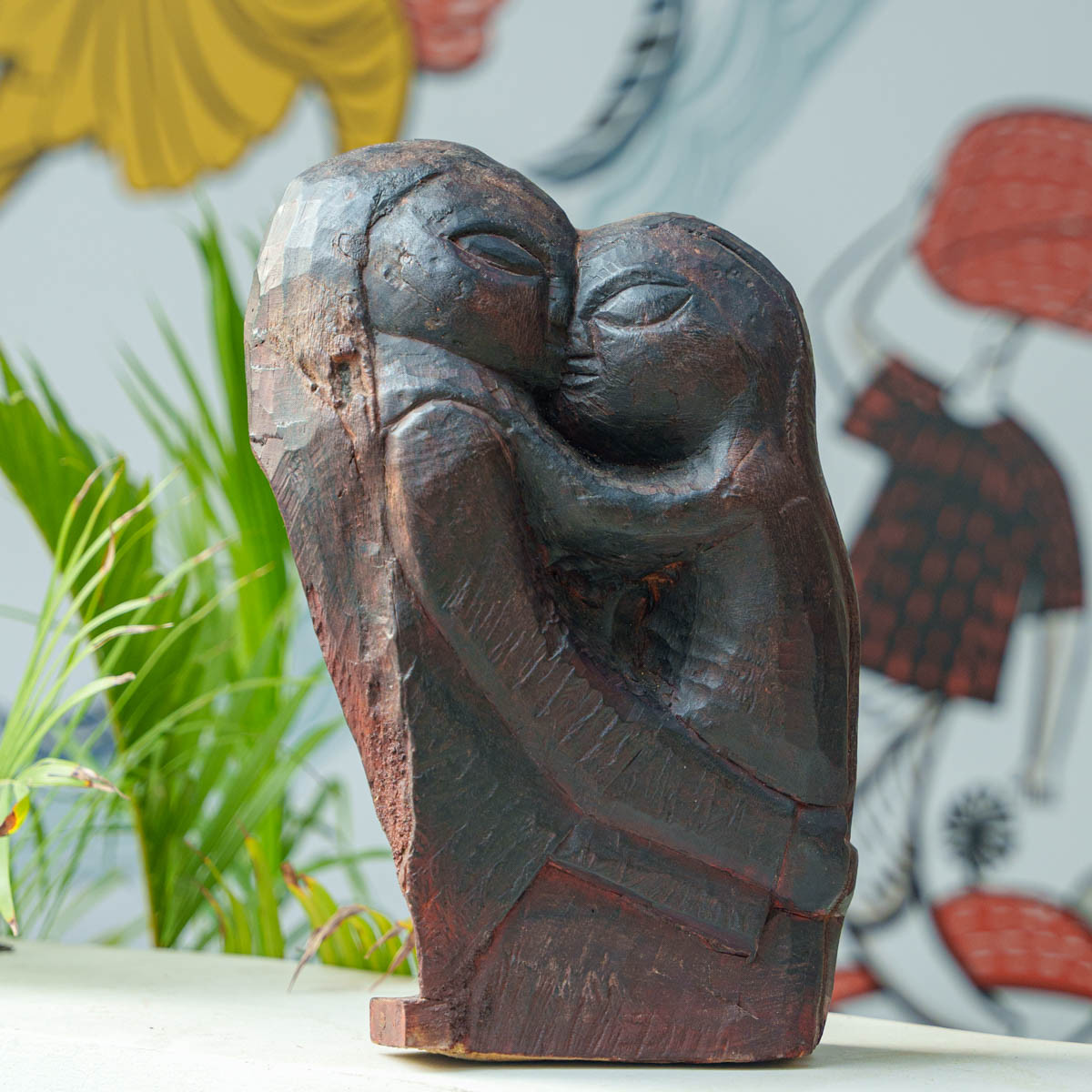 Wooden Seated Couple