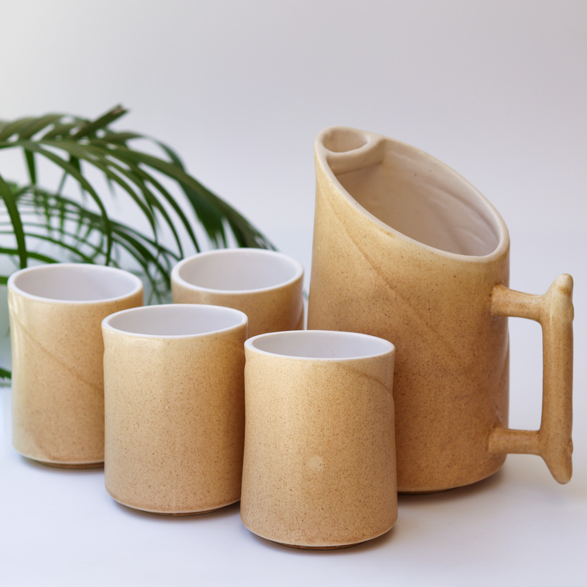 Ceramic Jug and Cup Set (Beige)