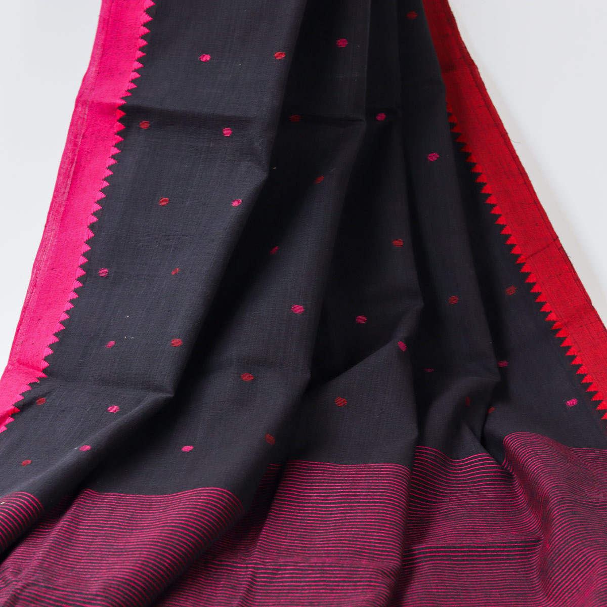 Cotton Jamdani Black and Pink