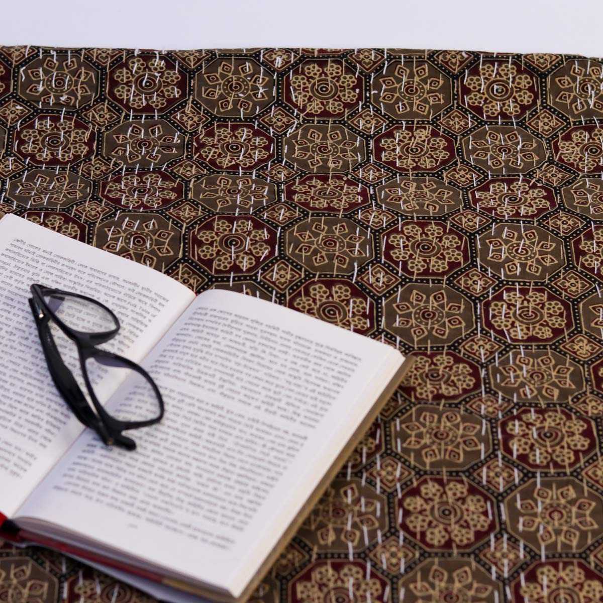 Double Brown Kantha Quilt