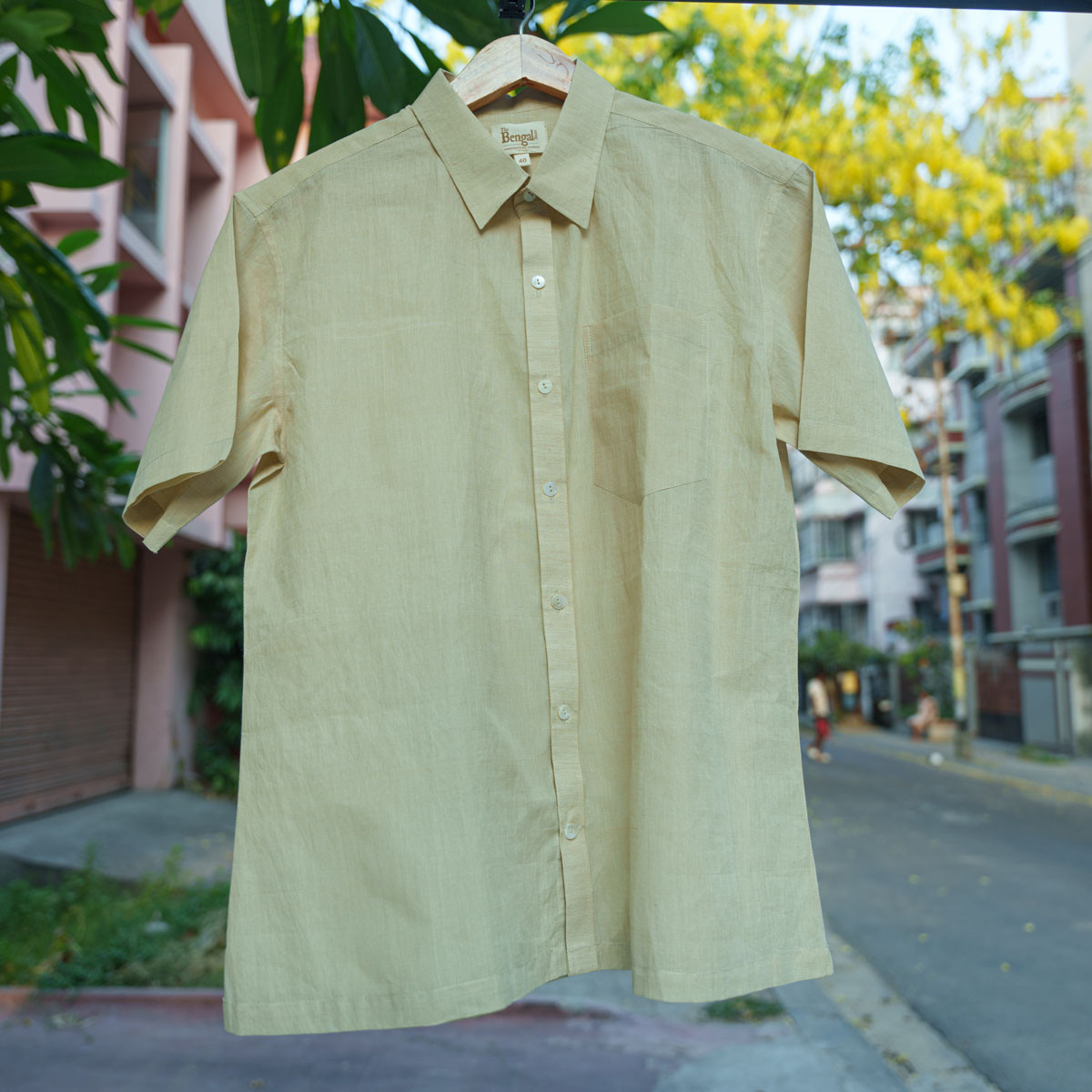 Lime Plain Cotton Shirt-40