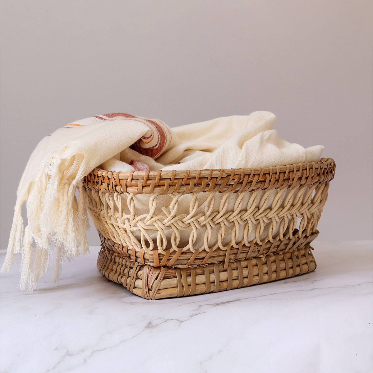 Cane Woven Triangular Basket