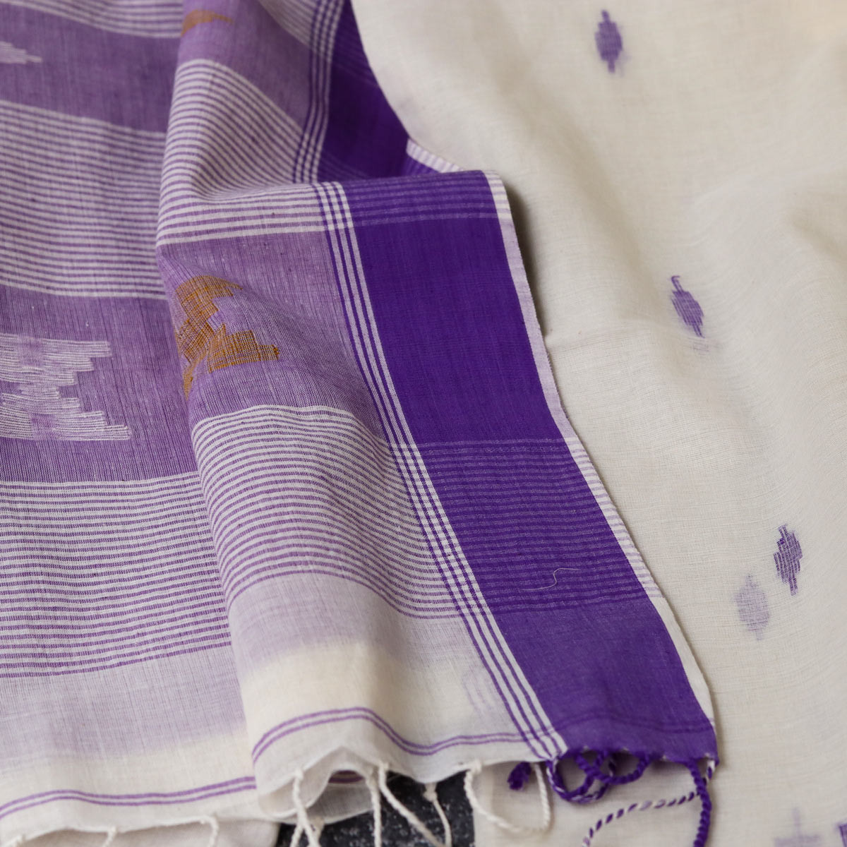 Cotton Jamdani Violet Border