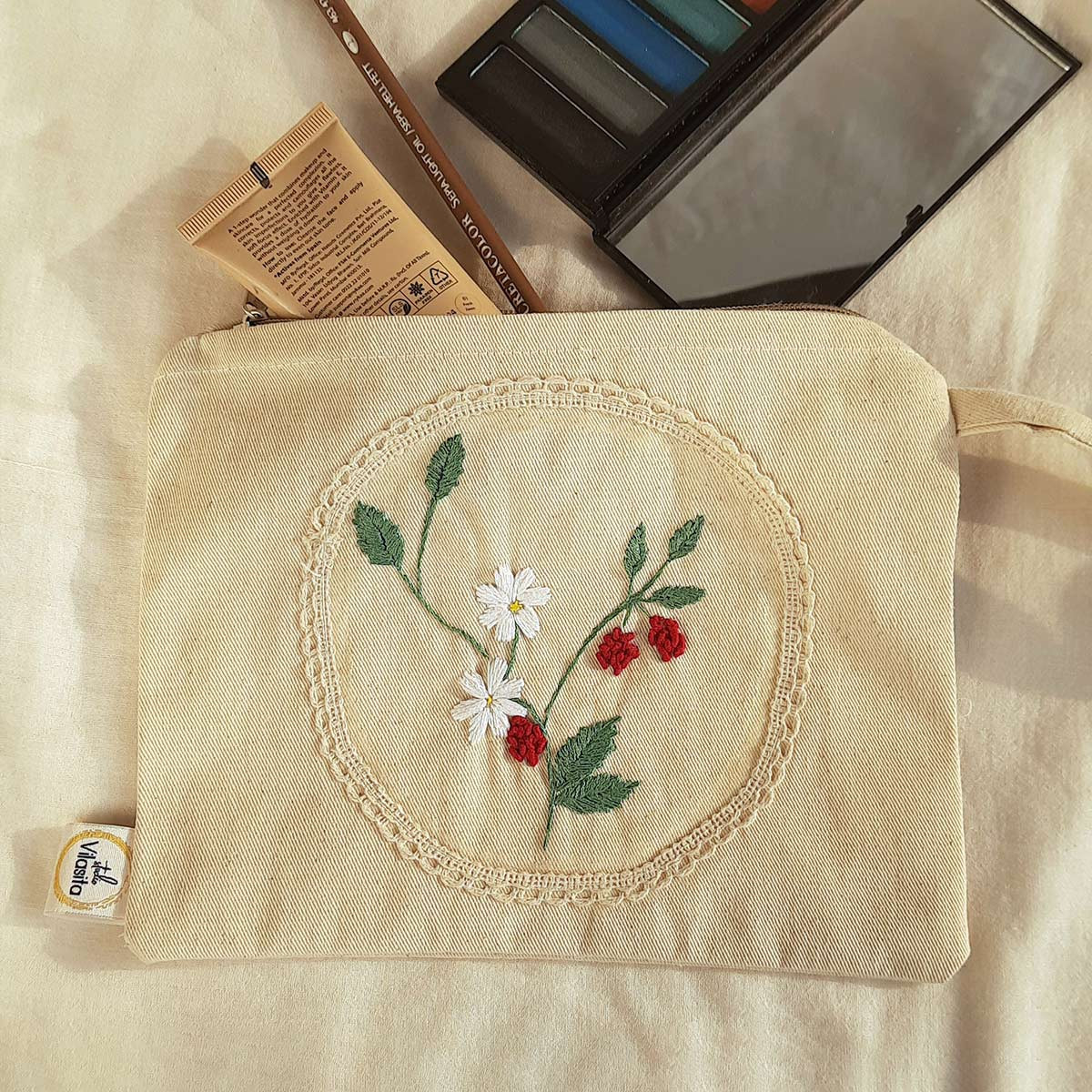 'Berry Pretty' Embroidered Travel Pouch