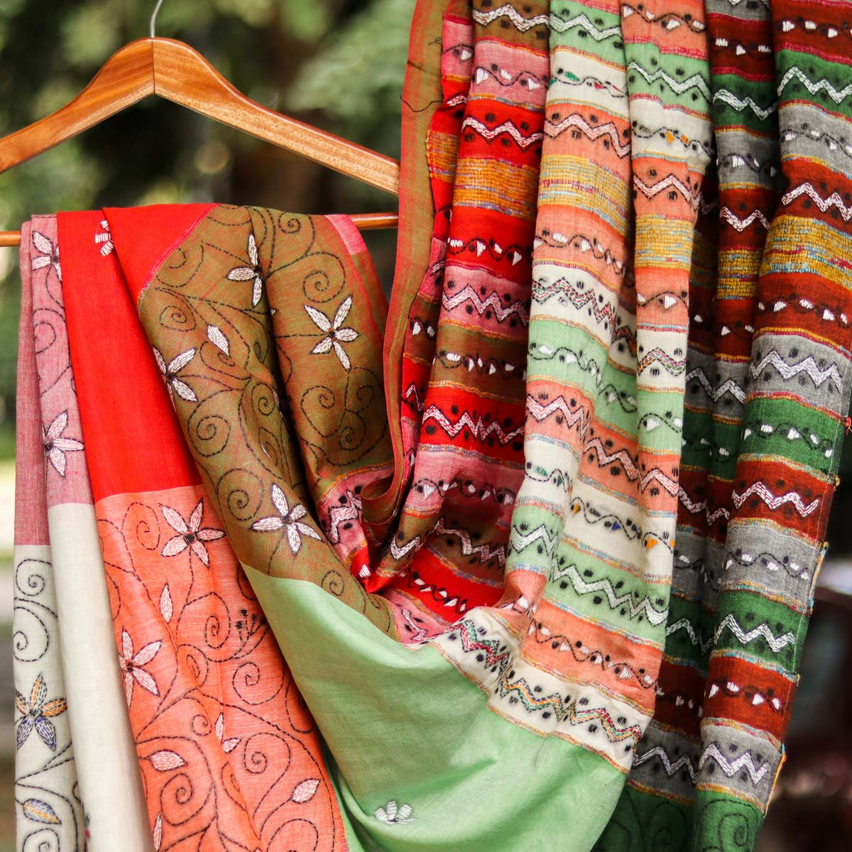 Kantha Stitch Patchwork Saree